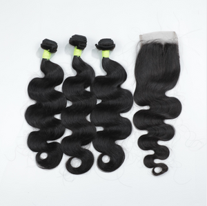 100% Human Virgin Hari 3 Bundles+closure body wave combination