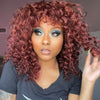 Reddish Purple Brown Curly Bang Wig