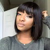 Bone Straight Silk Base Top Bob Wig With Bangs