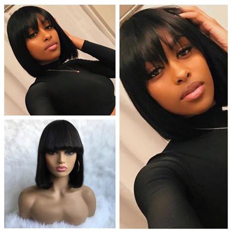 Hot Beauty Hair Bob Wig With Bang High Density 100% Human Virgin Hair