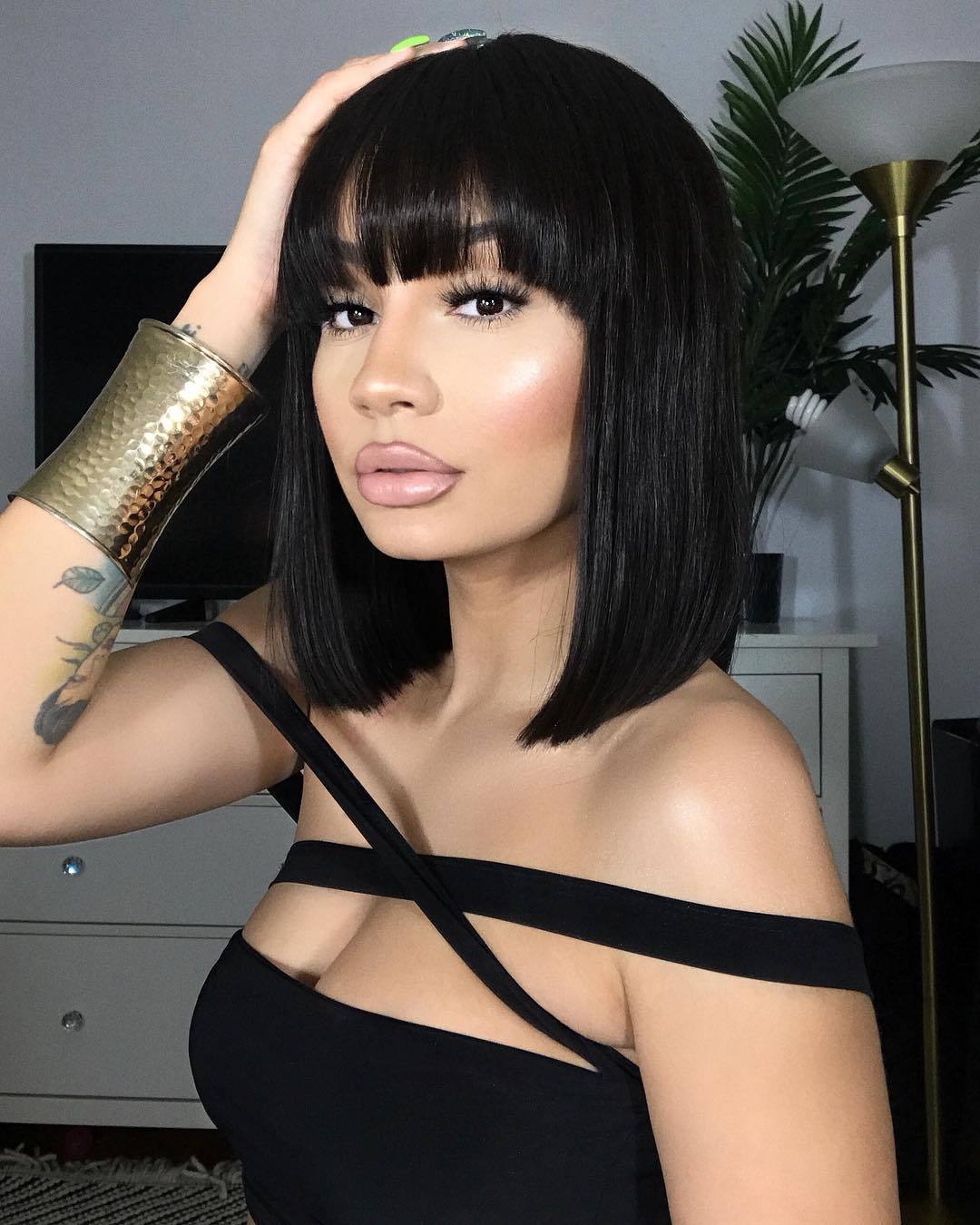 Hot Beauty Hair Bob Wig With Bang High Density 100% Human Virgin Hair