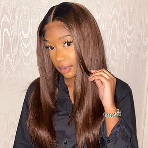 Hot Beauty Hair Chestnut Brown Closure Lace Wig Straight