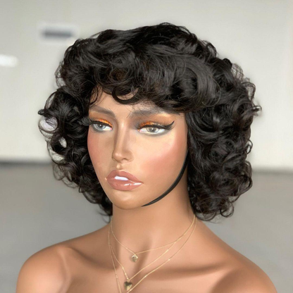 Flower Curl Full Bang Wig 10 inches