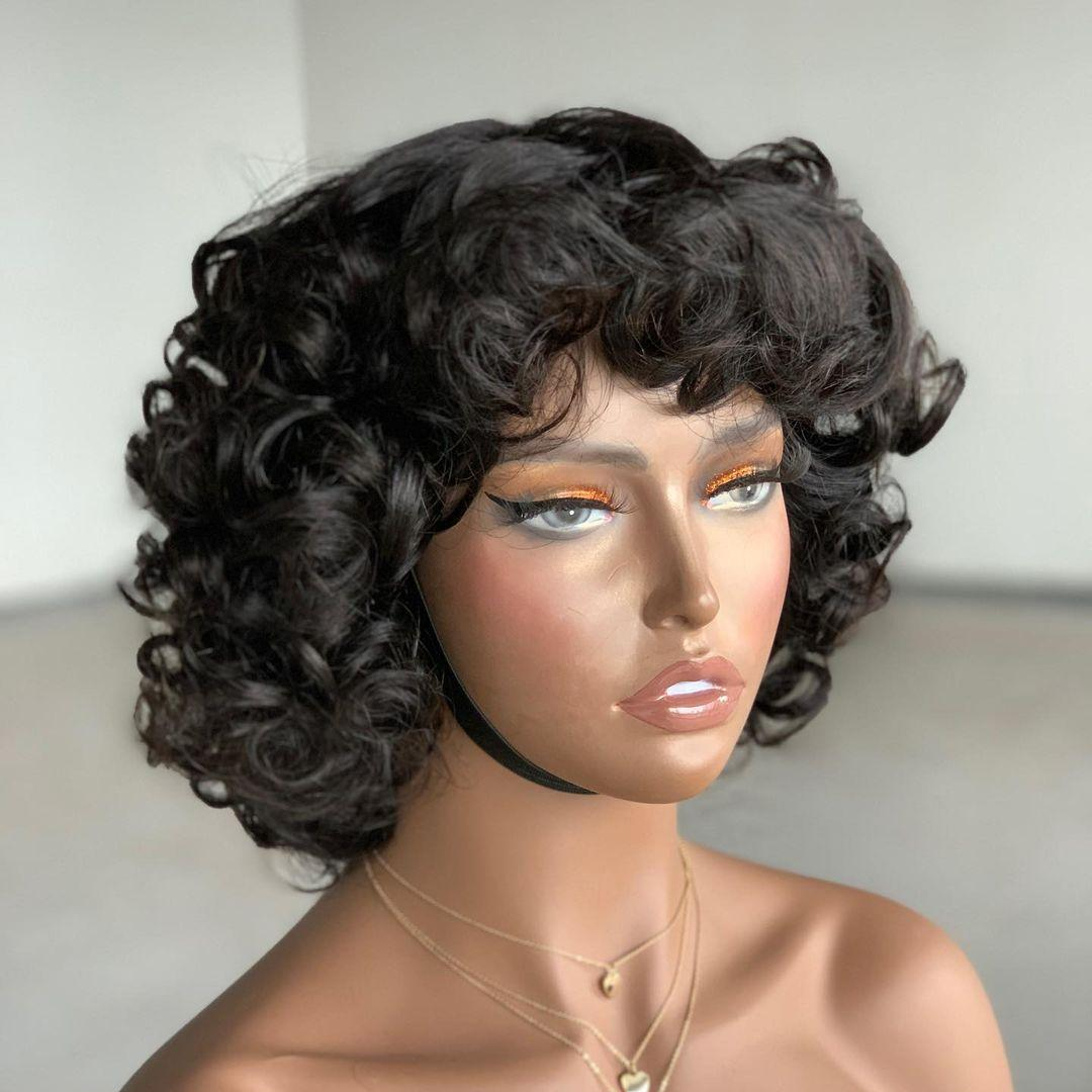 Flower Curl Full Bang Wig 10 inches