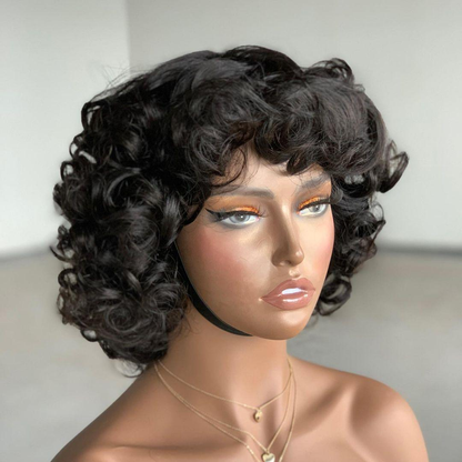 Flower Curl Full Bang Wig 10 inches