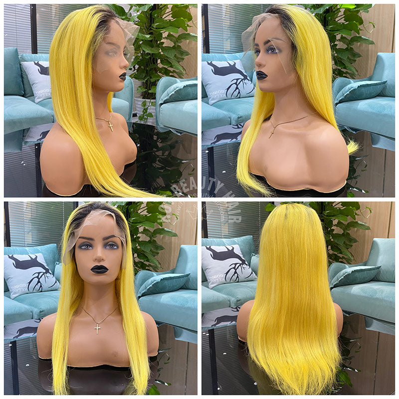 Hot Beauty Hair T1B/Yellow Ombre Color Full Lace Wig 
