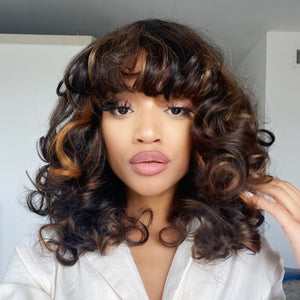 Hot Beauty Hair Super Double Draw Jenny Curl Wig With Bang