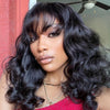 Mid-length Body Wave Closure Lace Wig With Light Wispy Bangs