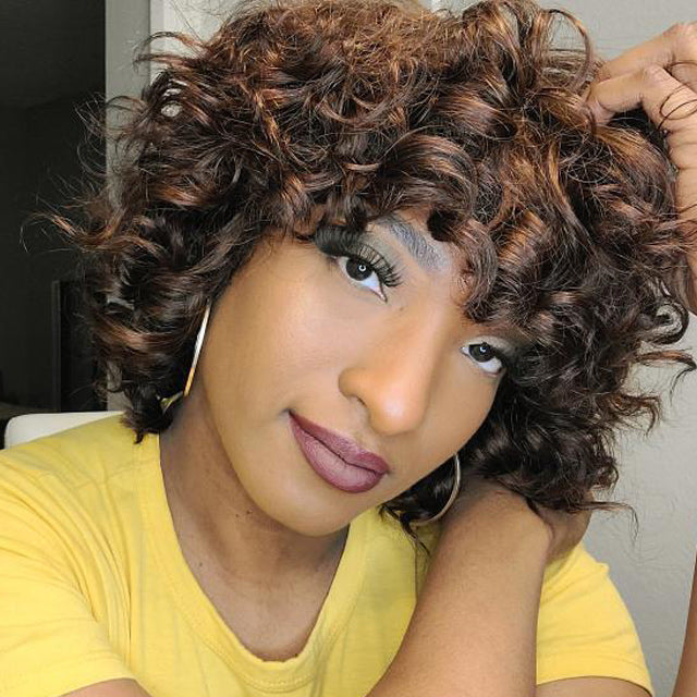 Super Double Drawn Rose Curl Wig Chestnut Brown - 14“ / Dark Chestnut Brown