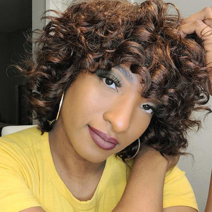 Super Double Drawn Rose Curl Wig Chestnut Brown - 14“ / Dark Chestnut Brown