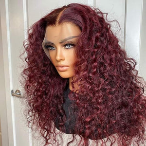 Burgundy Frontal Lace Wig Deep Wave