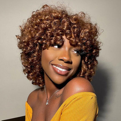 Super Double Drawn Rose Curl Wig Chestnut Brown - 14“ / Dark Chestnut Brown