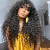Stunning Virgin Hair Deep Wave Wig With Air Bangs
