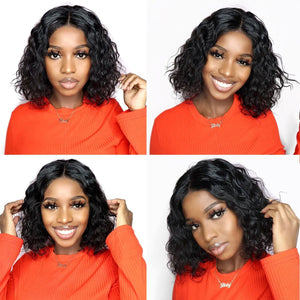 Natural Black Color 4X4 Closure Water Wave wig